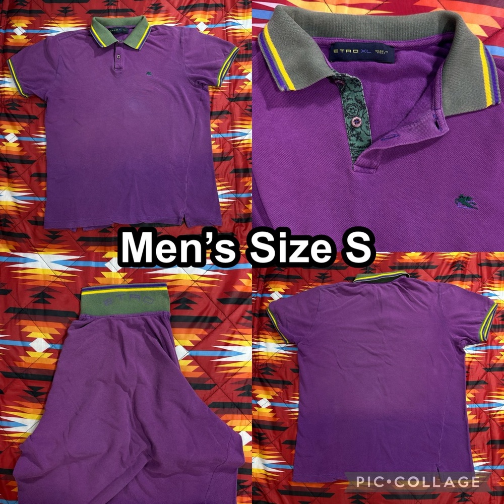 Etro Faded Purple Short Sleeve Polo Shirt Men’s Size Small Made In Italy